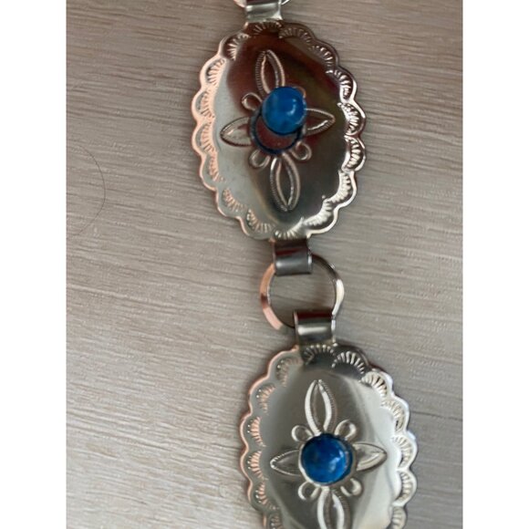 Southwestern Navajo Style Silver and Turquoise Belt - Picture 4 of 5